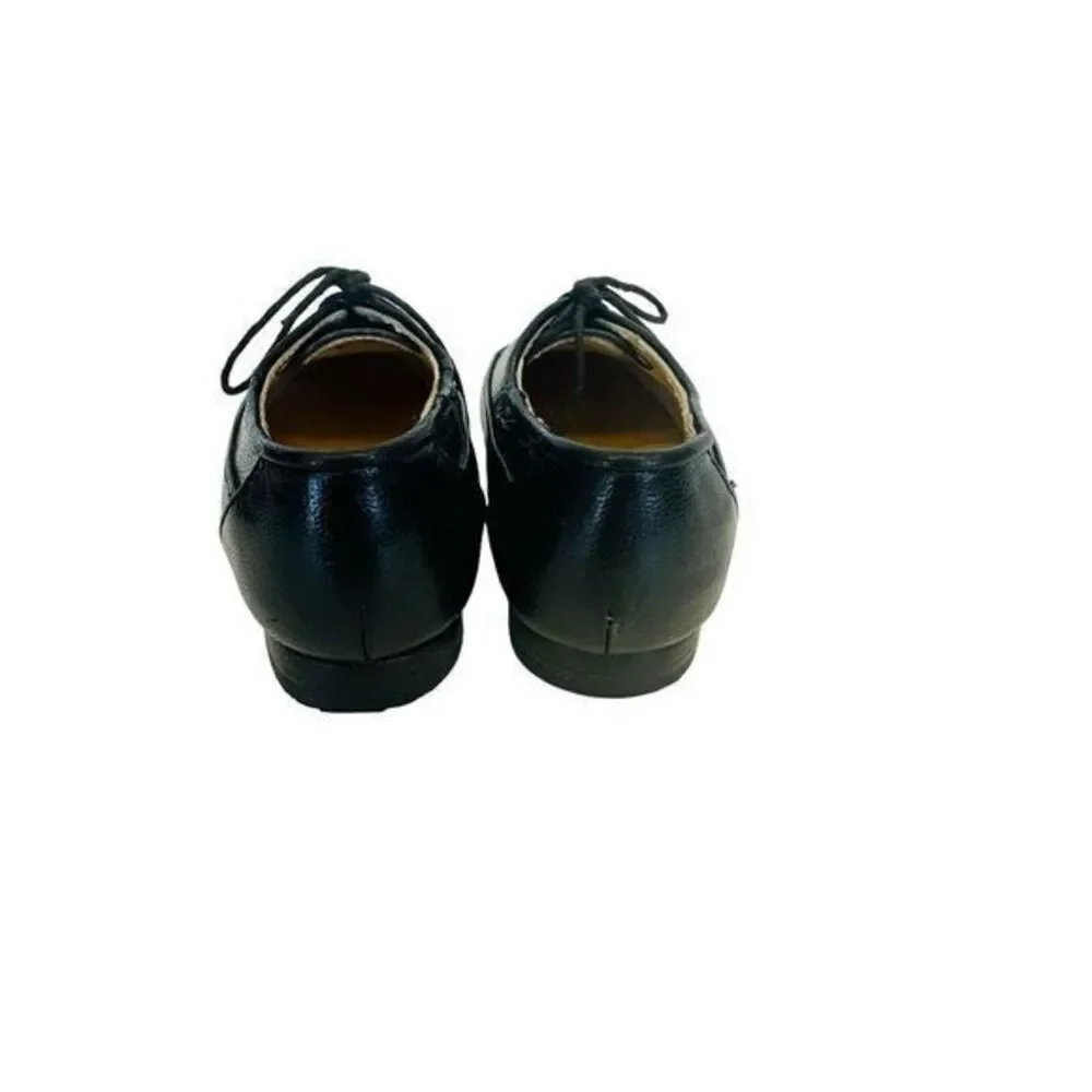 Vintage Louis Carmini Volpe Black‎ Leather Childs Shoes 6 1/2 Dress Shoe Retro